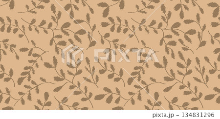 Seamless Pattern Brown Silhouette Leaves Botanical Decorative.Vector Illustration Seamless Pattern Brown Silhouette Leaves Botanical Decorative.Vector Illustration 134831296