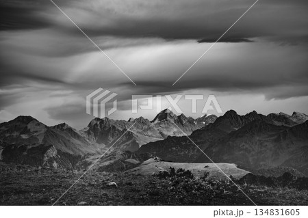 Black and white mountain landscape Black and white mountain landscape 134831605