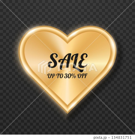A golden heart with the inscription sale. 134831751