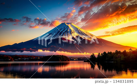 富士山　日の出　イラスト 134831895