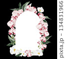 Wedding invitation card with pink orchid flowers and leaves. 134831966