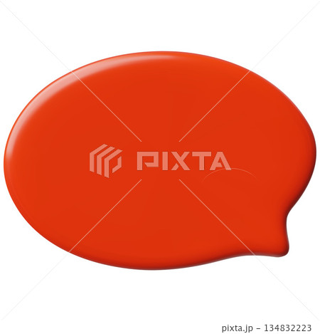 3D glossy red empty speech bubble, vector render oval text bubble, volume dialogue form, social media chat message icon 134832223
