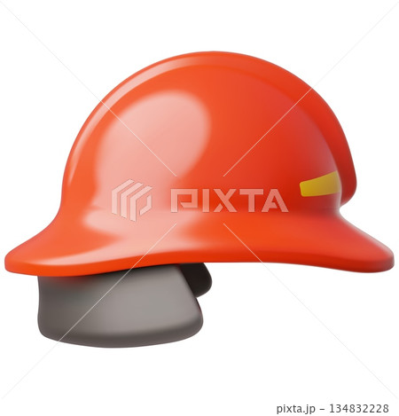 3D red construction safety hard hat, isolated on white background. 3D red construction safety hard hat, isolated on white background. 134832228