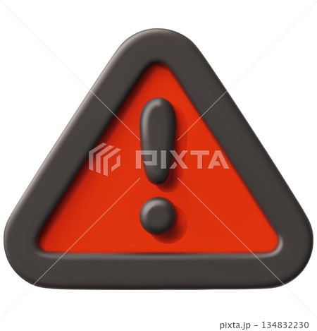 Attention sign, exclamation point in a red triangle, front view. Attention sign, exclamation point in a red triangle, front view. 134832230
