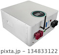 Modern lithium battery with smart BMS and display for solar systems. On a white background 134833122