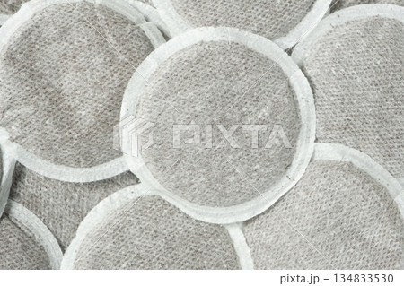 Detailed View of Fibrous Paper Coffee Filters for Espresso Maker. 134833530