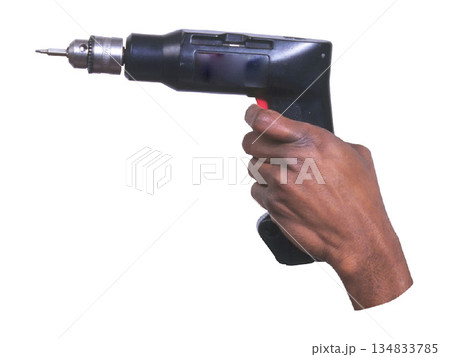 Black Skil Cordless Drill in Hand isolated on white background Black Skil Cordless Drill in Hand isolated on white background 134833785