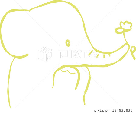 花を持つぞうのやさしいイラスト 134833839