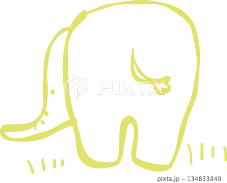 後ろを向くぞうのやさしいイラスト 134833840