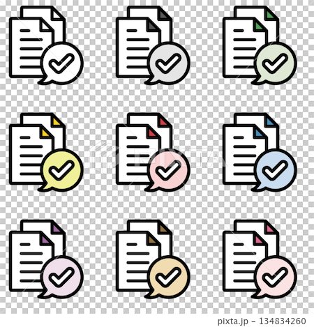Illustration icon material set: Check mark document file 098 Illustration icon material set: Check mark document file 098 134834260