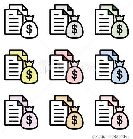 イラストアイコン素材セット：お金ドキュメントファイル066 134834369