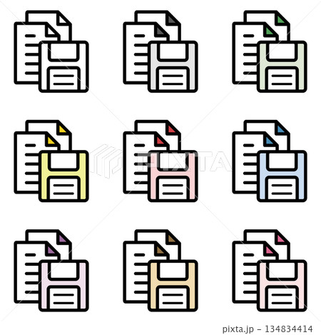 イラストアイコン素材セット：フロッピードキュメントファイル083 134834414