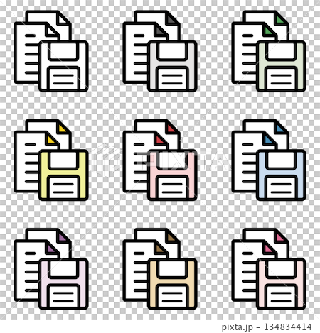 イラストアイコン素材セット：フロッピードキュメントファイル083 134834414