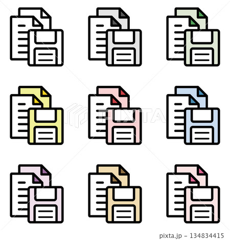 イラストアイコン素材セット：フロッピードキュメントファイル084 134834415