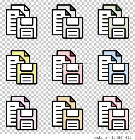 イラストアイコン素材セット：フロッピードキュメントファイル084 134834415