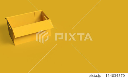 Empty Yellow Box Concept for Packaging and Business Use 3d render. 134834870