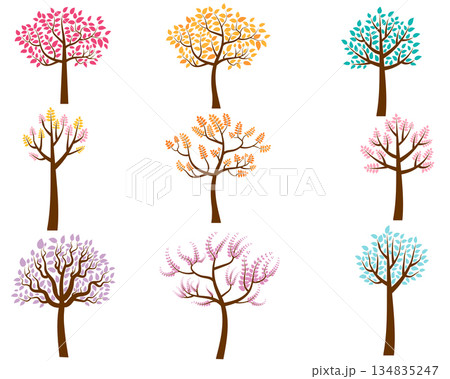 Vector Set of Colorful Trees in Flat Style Vector Set of Colorful Trees in Flat Style 134835247