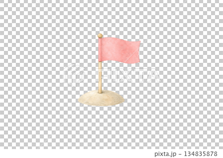 水彩畫風格的紅旗，指示目的地 134835878