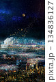 月と天の川が見える美しい夜景 134836127