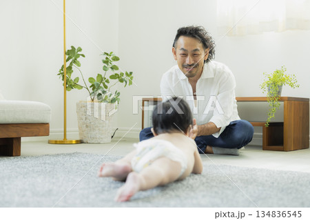 ずり這いする赤ちゃん　  134836545