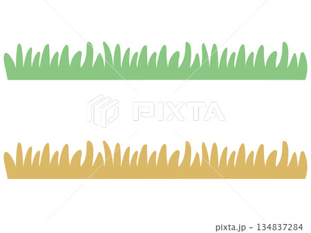 シンプルな丸い草と枯草のイラスト シンプルな丸い草と枯草のイラスト 134837284