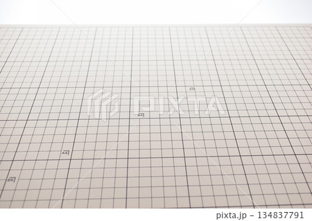gray cutting mat board on white background with line and scale measure guide pattern for art design gray cutting mat board on white background with line and scale measure guide pattern for art design 134837791