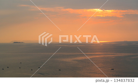 beautiful view of golden sea and sky in the evening, natural background 134837832