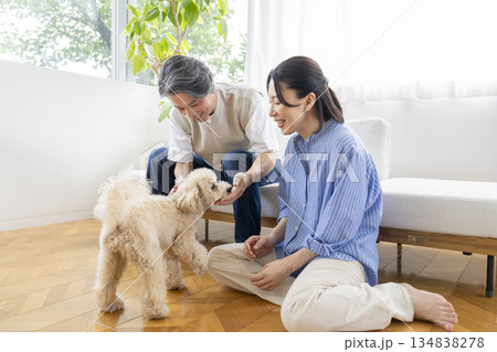 50代の夫婦と犬 犬との暮らしイメージ 50代の夫婦と犬 犬との暮らしイメージ 134838278