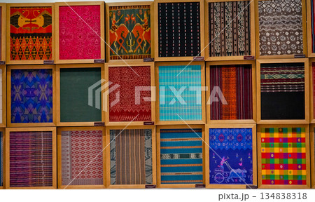 beautiful colorful pictures of typical Indonesian woven cloth as decoration 134838318