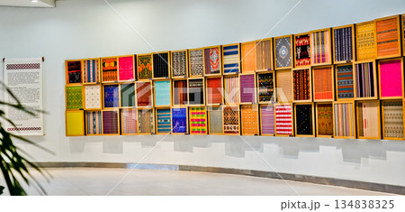 beautiful colorful pictures of typical Indonesian woven cloth as decoration 134838325
