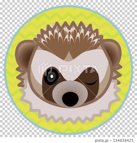 刺蝟臉部插圖，圓形背景 134838425