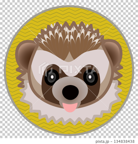 Hedgehog face illustration with circular background 134838438