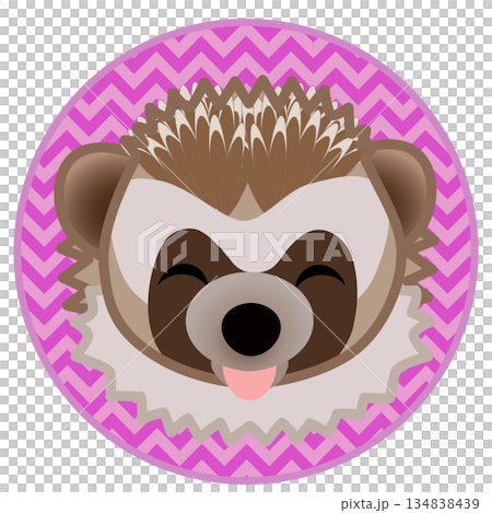 Hedgehog face illustration with circular background 134838439