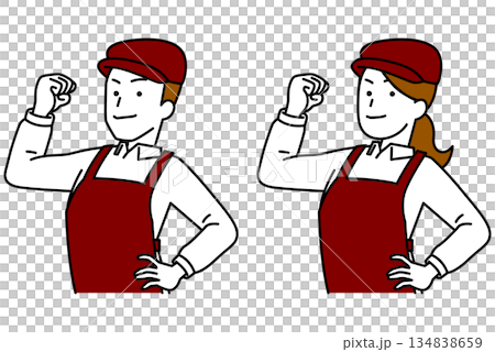 Reliable male and female cafe staff set Reliable male and female cafe staff set 134838659