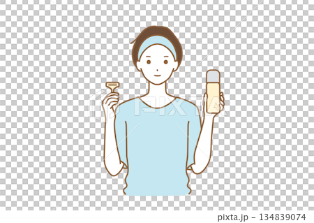 ヒゲを剃る男性 134839074