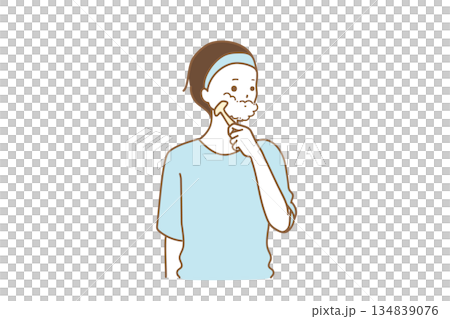 ヒゲを剃る男性 134839076