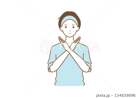 不正解ポーズの男性 134839096