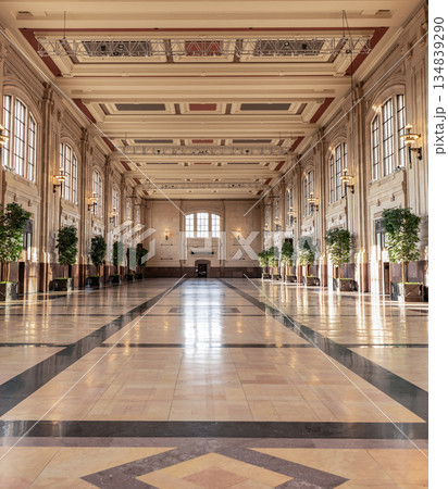 Kansas City, Missouri, USA - August 07, 2025: Hall station interior in Kansas city union station. Train station hall. Architecture and architectural indoor. Architectural building of train station 134839290
