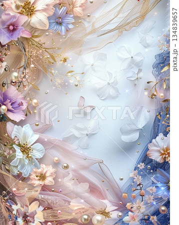 華シリーズ｜やわらかな色彩が広がるロマンティック花背景 134839657