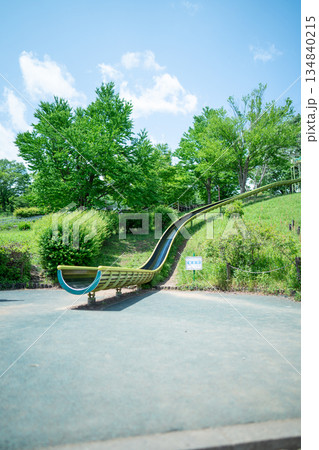 整備された公園の遊歩道 134840215