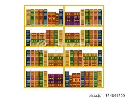 古い洋書の並ぶおしゃれな本棚の背景イメージ 134841200