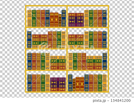 古い洋書の並ぶおしゃれな本棚の背景イメージ 134841200