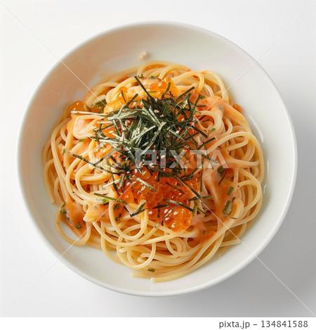 明太子スパゲティ　白背景 134841588