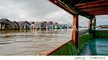 beautiful view of floating village, Banjarmasin, South Kalimantan, Indonesia 134841813