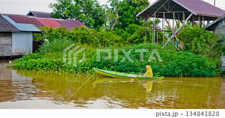 beautiful view of floating village, Banjarmasin, South Kalimantan, Indonesia beautiful view of floating village, Banjarmasin, South Kalimantan, Indonesia 134841828