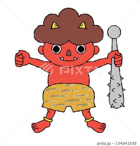 節分の赤鬼と金棒 134841838