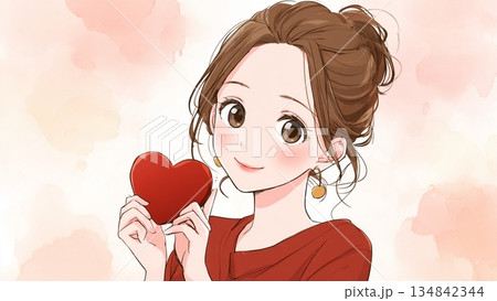 バレンタインデーのチョコレートを持った女性 134842344