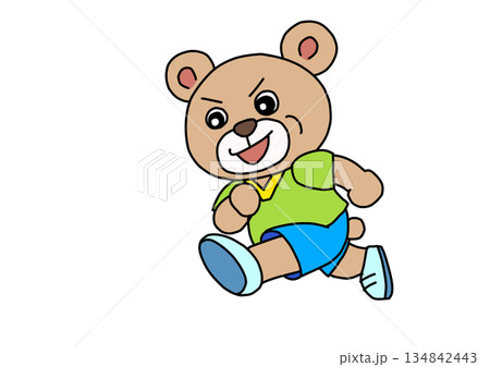 かけっこをする元気なクマの男の子 134842443