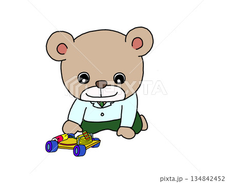 クルマのおもちゃで遊ぶクマ 134842452
