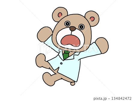 ビックリして飛び上がるクマ ビックリして飛び上がるクマ 134842472